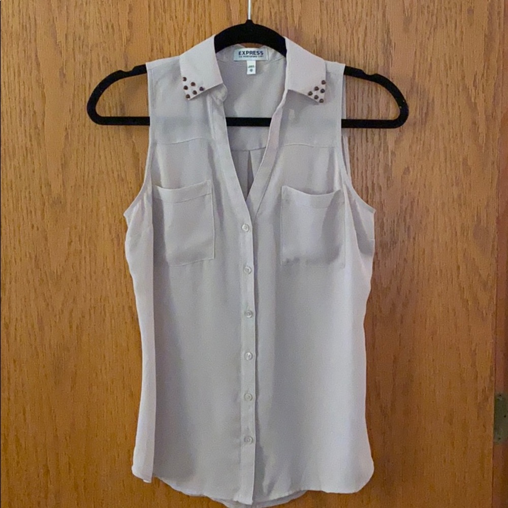 Express Tan, Studded Collar Sleeveless Blouse